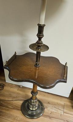 Vintage lamp with built in table heavy and sturdy