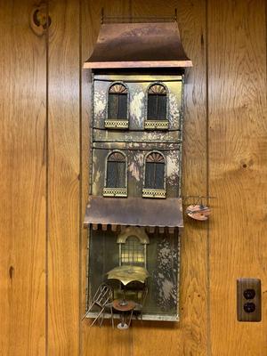 Vintage MCM Curtis Jere Parisian Cafe Building Mixed Metals Wall Sculpture Art