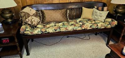 72" long antique Antique Birch Courthouse Railroad Depot Or Bankers Wood Bench