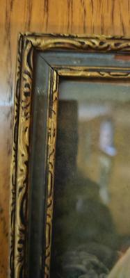 Antique Trumeau mirror with print of woman lounging