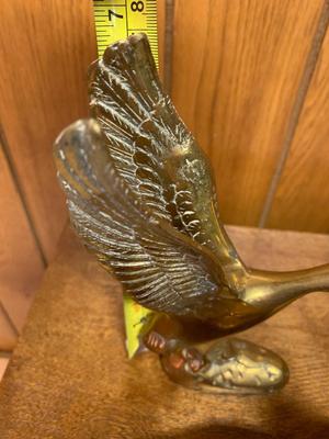 2 Small Vintage brass ducks. one landing and one swimming