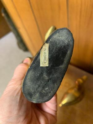 2 Small Vintage brass ducks. one landing and one swimming
