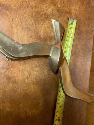 2 vintage MCM brass wall art, flying gulls 14" long