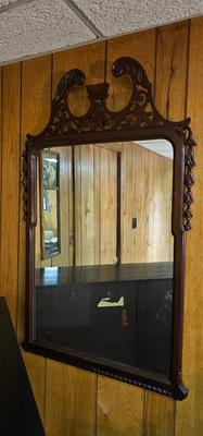 Antique Mirror with ornate scolled wood