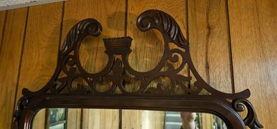 Antique Mirror with ornate scolled wood