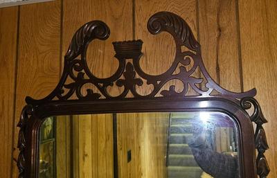 Antique Mirror with ornate scolled wood