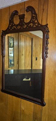 Antique Mirror with ornate scolled wood