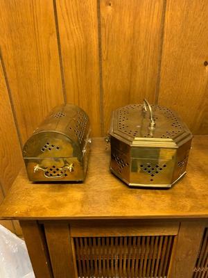Vintage brass boxes and container collection lot