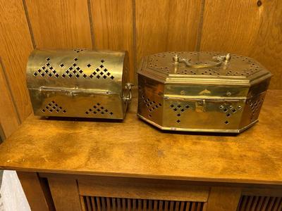 Vintage brass boxes and container collection lot