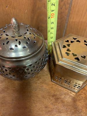 Vintage brass boxes and container collection lot