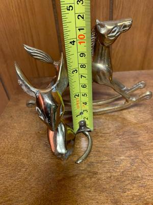 Vintage brass animal collection Rocking Horse, Bunny, Mouse and Momma Cat with Kittens