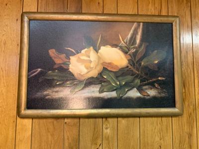 LARGE Framed Magnolia flowers print 26" x 44"