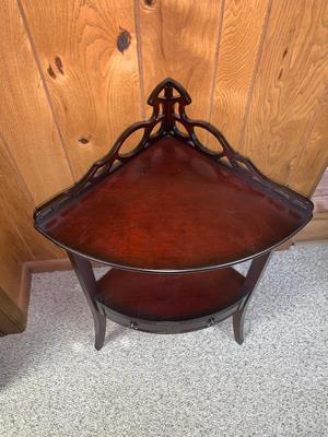 bowfront 2 tier corner side table