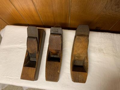 3 vintage rustic planers including W. Butcher