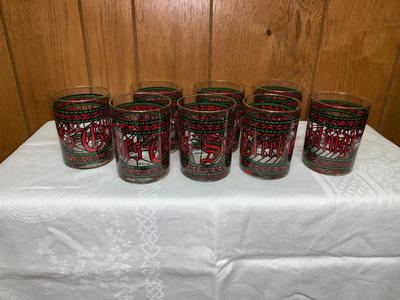 Vintage Mid Century Houze â€œSeasons Greetingsâ€ Lowball Glasses