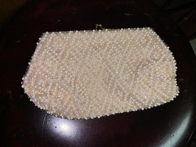 White Vintage beaded Evening bag