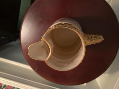 Royal Worcester Hand Painted Gold Trim Pitcher 16" tall