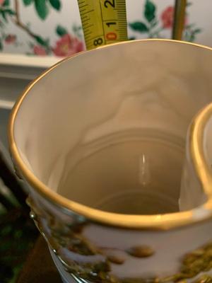 Royal Worcester Hand Painted Gold Trim Pitcher 16" tall