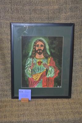Framed & Matted Jesus Print 7/500 Signed DL CAH 20.5"x16.25"