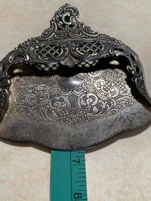Vintage Silver Plate Butler Crumb Dustpan Tray and Brush