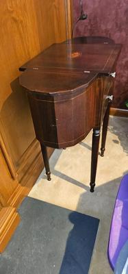 Antique Sewing Cabinet on legs, inlaid shell design
