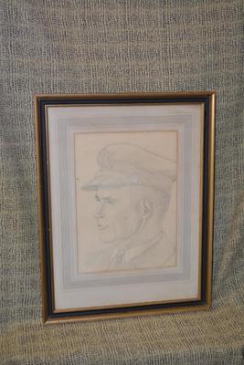 Framed & Matted Pencil Drawing of Colonel Frank M. Wray (Francis)