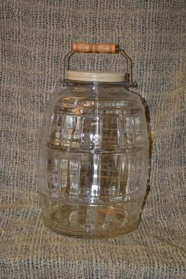 Vintage Glass Lidded Pickle Jar with Handle 13"x3"