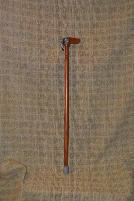 Pewter Elephant Head Walking Stick/Cane 34"