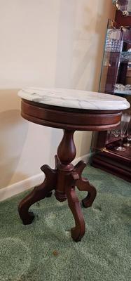Antique table with white marble top