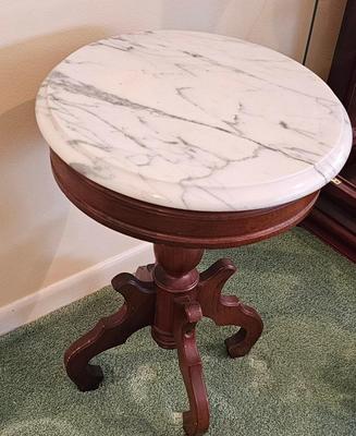 Antique table with white marble top