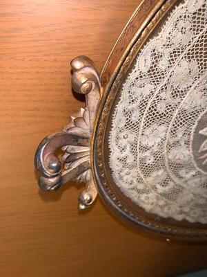 VIntage Oval vanity tray with Lace inside
