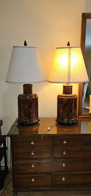 Frederick Cooper Style MCM Asian stylized ceramic lamps Mid-century Modern