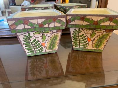 2 mosaic planters
