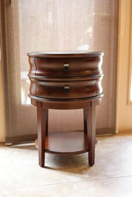 BOMBAY Company Round Two Drawer End Table