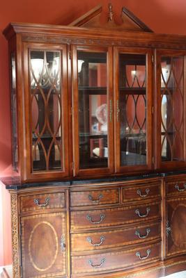 Elegant Italian Marble China Cabinet by Collezione Europa (Two Pieces-See Description)