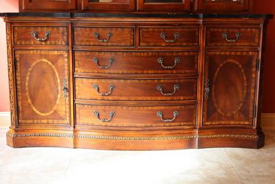 Elegant Italian Marble China Cabinet by Collezione Europa (Two Pieces-See Description)