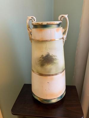 Vintage wooded scenery porcelain vase 16" TALL
