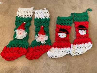 Vintage kitsch crocheted Christmas stockings