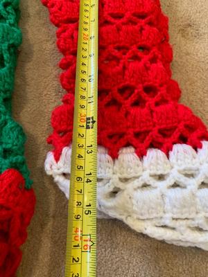 Vintage kitsch crocheted Christmas stockings