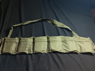 Military issued Ammunition Bandoleer with Cal. 30 AP M2 8 round clips ARMOR Piercing Ammunition