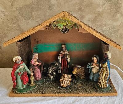 Manger Nativity Scene with light