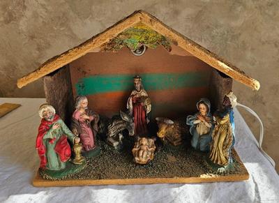 Manger Nativity Scene with light