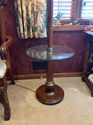 Floor lamp with built in glass table combination,