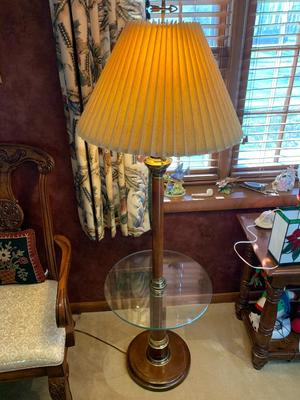 Floor lamp with built in glass table combination,