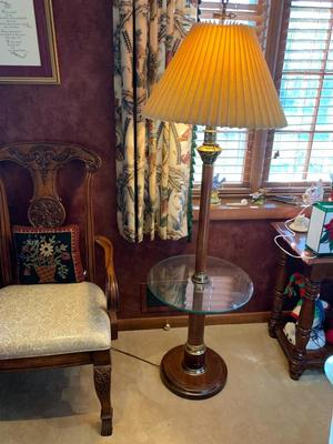 Floor lamp with built in glass table combination,