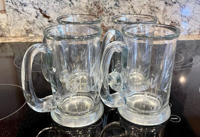 Set of 4 Princess House Cut Crystal Glass Beer Mugs