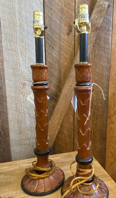 Pair of Wood Base Lamps - No Shades