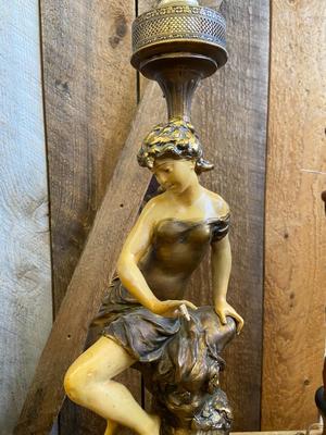 Ornate Gold Metal Base Lamp - No Shade