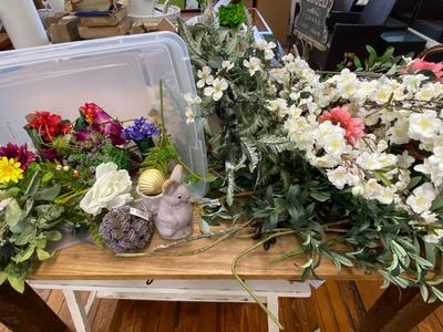 Faux Greenery and Plastic Flowers Lot Four