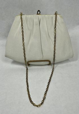 Vintage HL White Material Evening Bag Clutch Shoulder Handbag